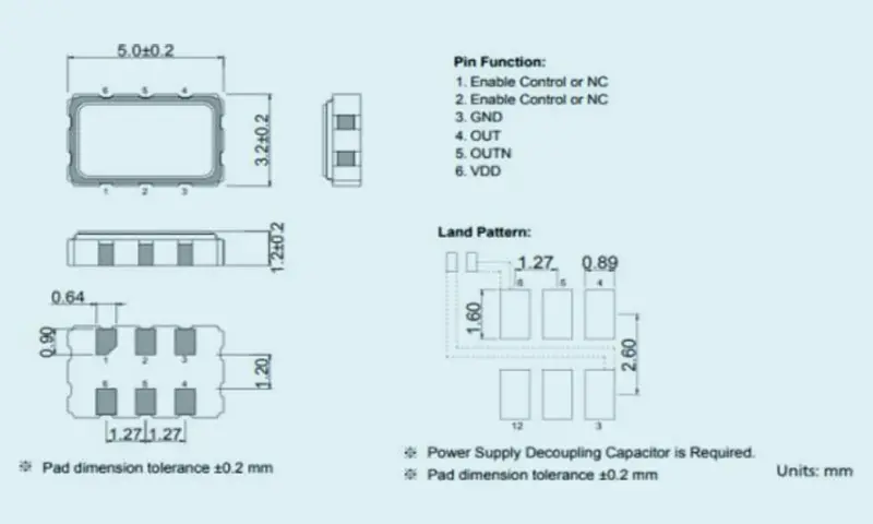 Quarzkristallresonator-Differenzialausgang 5,0&times;3,2